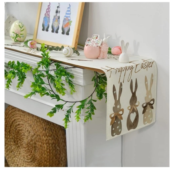 🐇 Set of 3 Easter Bunny rabbit rustic table runners. Carrots, eggs, eucalyptus. - Picture 10 of 14